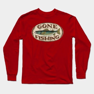 Gone Fishing Distressed Wall Mount Design Long Sleeve T-Shirt